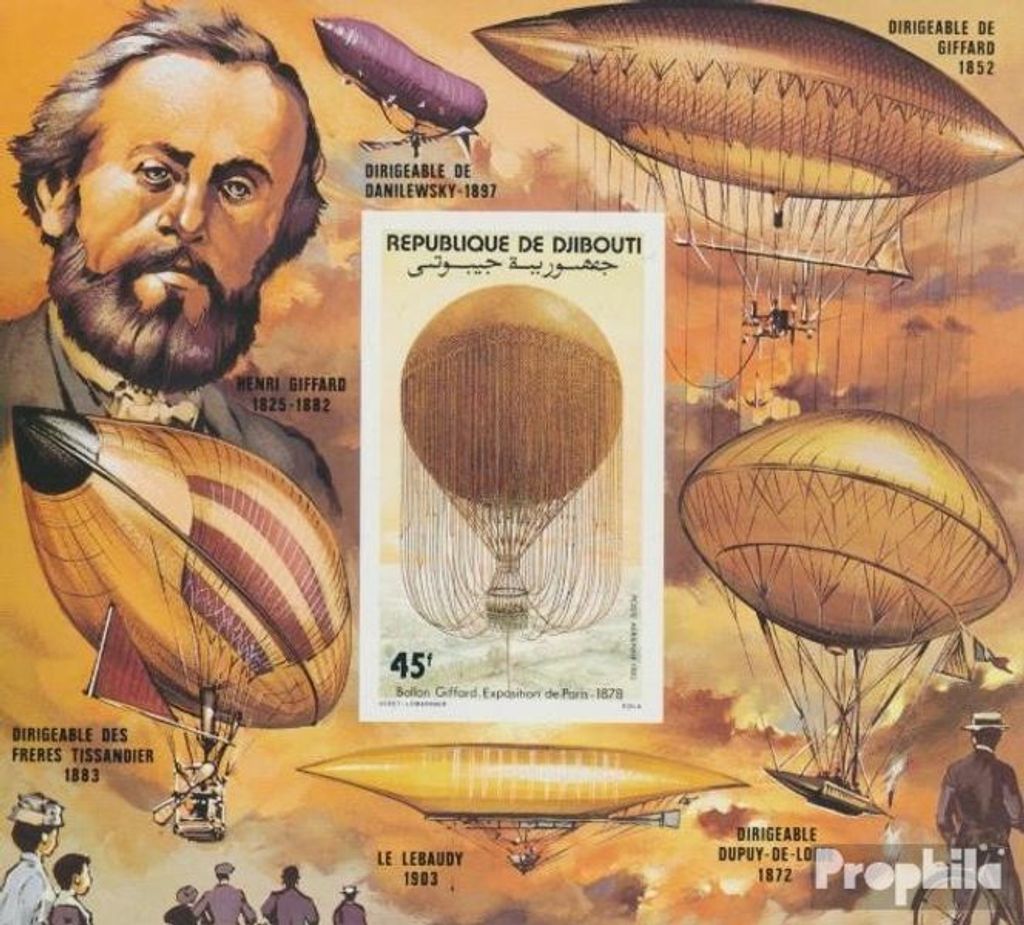 Briefmarken Dschibuti 1983 Mi Block73B postfrisch 200 Jahre Luftfahrt