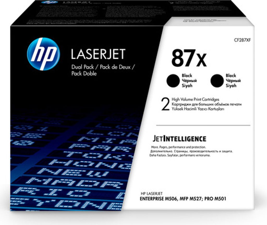 A product box for HP LaserJet toner cartridges.