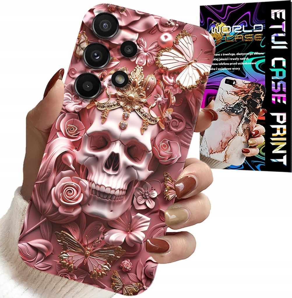 Etui Für Samsung Galaxy A13 4G - Feminine, Trendige Designs, Totenkopf Mit Rosen