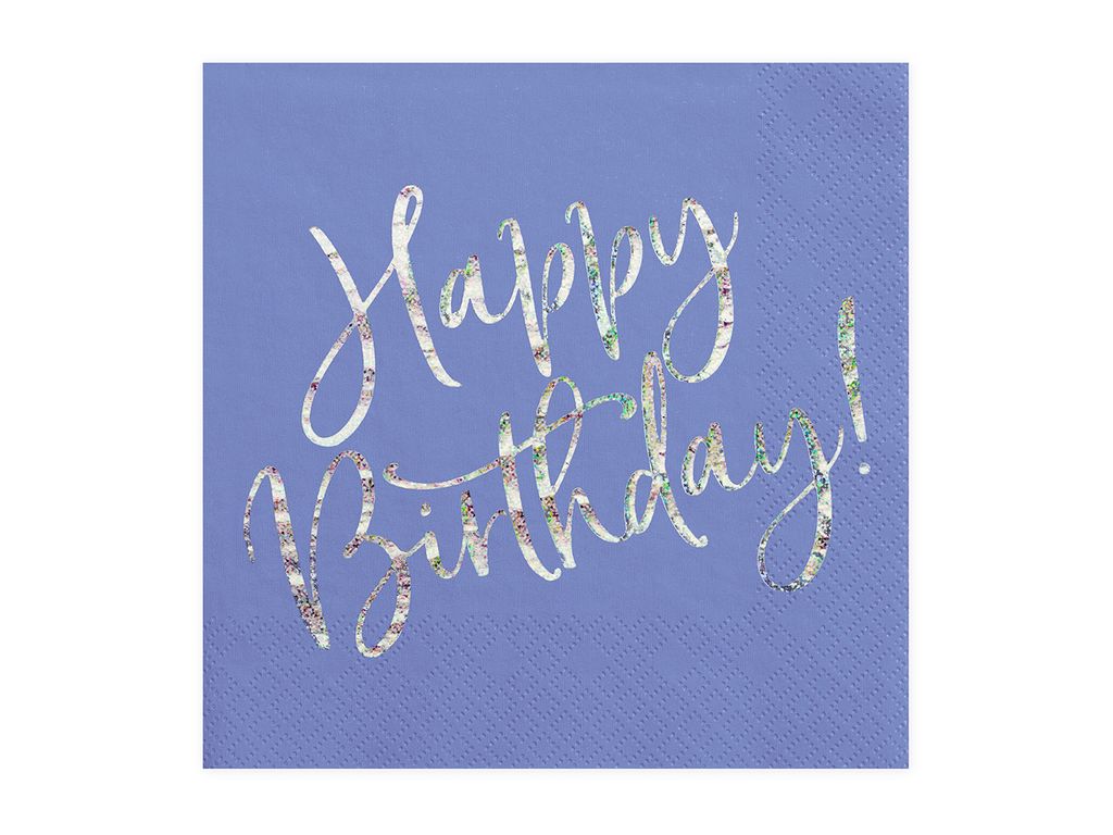 Happy Birthday Servietten, marineblau, 33x33cm (1 Packung / Produktbild 