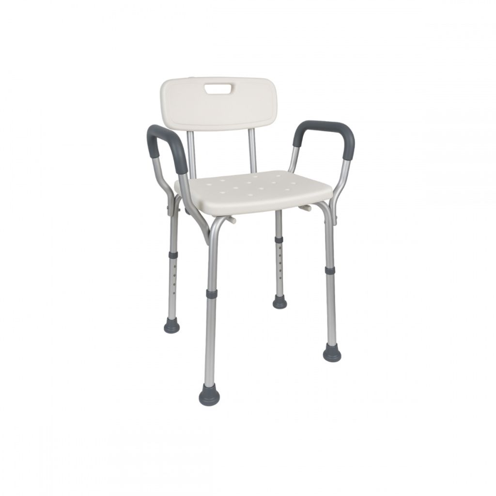 Mobiclinic, Duschstuhl mit Rückenlehne, Puerto, Duschhilfe, Badehocker für Ältere, Stuhl für Dusche Badesit mit Rückenlehne, gepolsterte Armle...