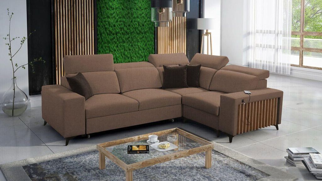 Ecksofa Benny II mit Schlaffunktion und Bettzeug-Behälter, mit USB-Anschluss Sawana25