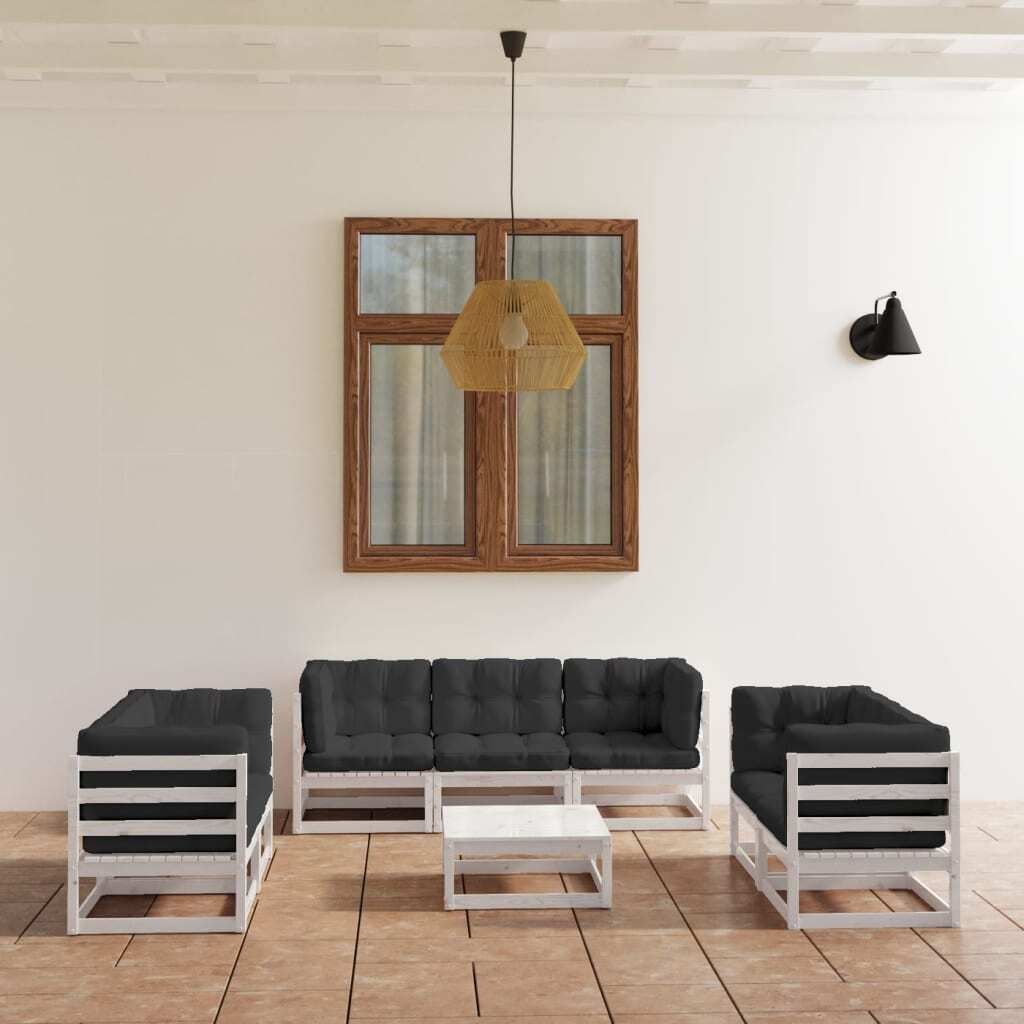 The Living Store 8-tlg. Garten-Lounge-Set mit Kissen Kiefer Massivholz
