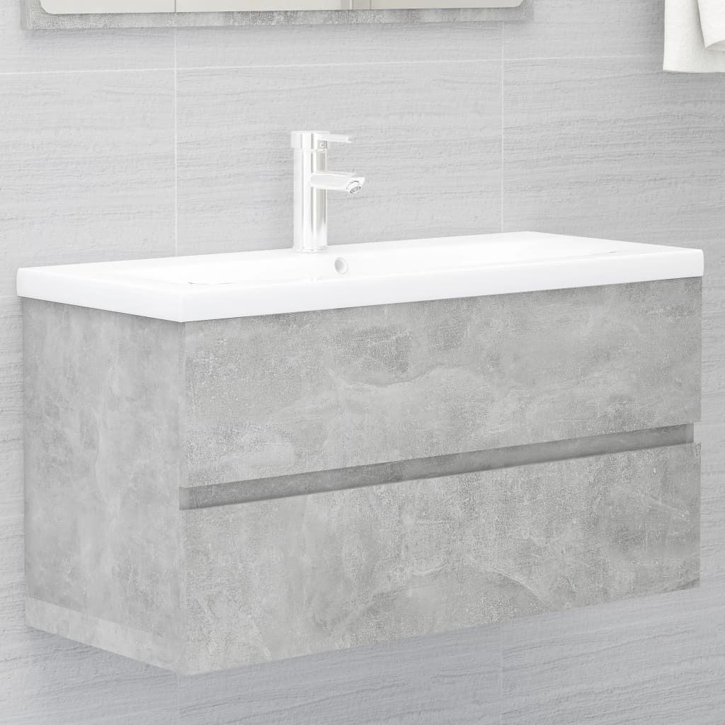 Maison Exclusive - Waschbeckenunterschrank Betongrau 90x38,5x45 cm Holzwerkstoff