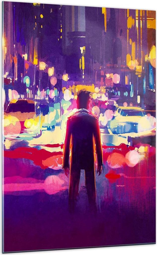 Bilder auf glas - Einteilig - futuristisch Grafik Stadt Beleuchtung - 70x100cm - Glasbilder - Wandbilder - Bilder - Wanddekoration aus Glas - Glas ...