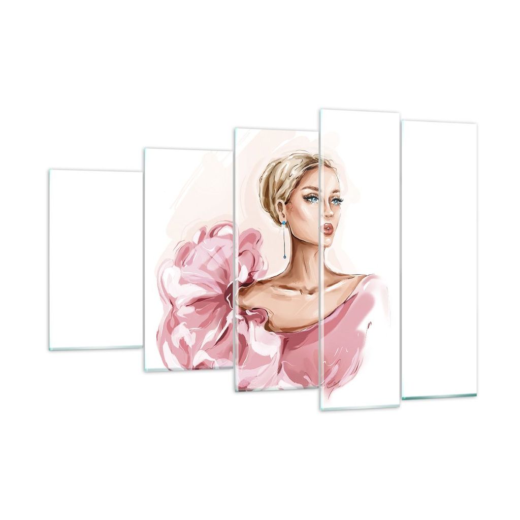 Bilder auf glas - 5 Teile - Frau Künstlerin Mode - 150x100cm - Glasbilder - Wandbilder - Bilder - zum Aufhängen bereit - Wanddekoration aus Glas ...