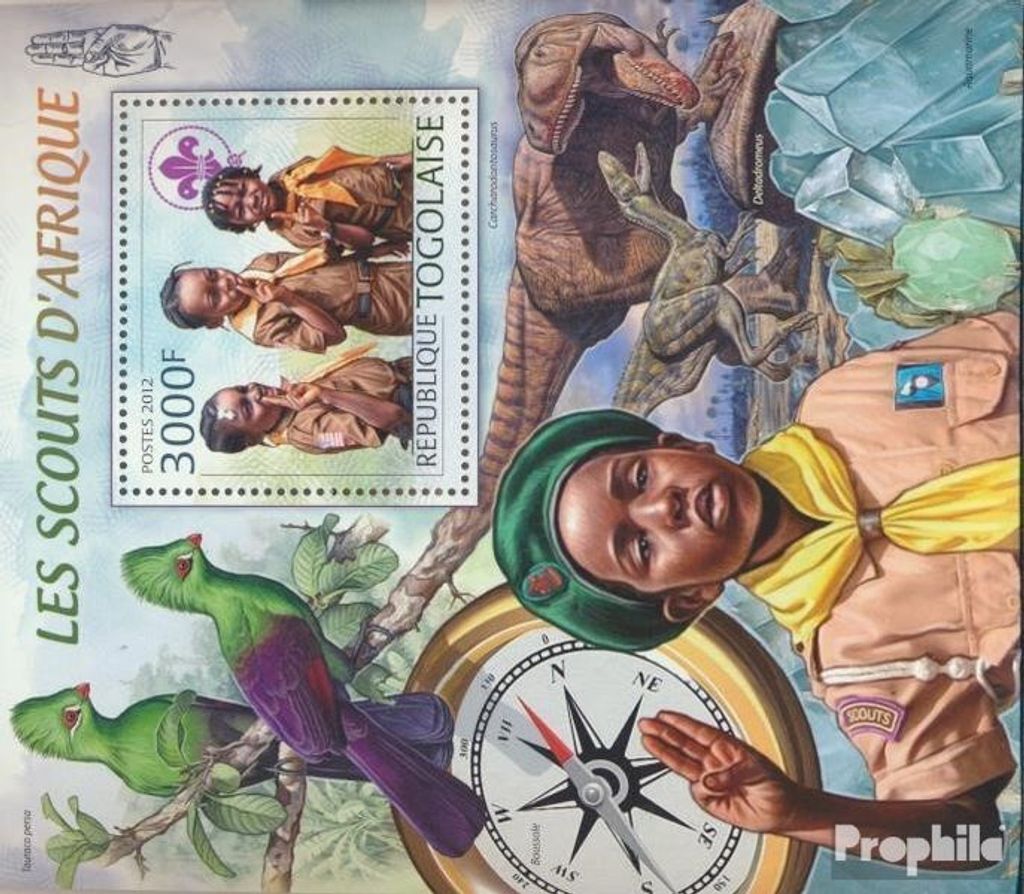 Briefmarken Togo 2012 Mi Block 705 (kompl. Ausgabe) postfrisch Scouts of Africa (Mineralien & Vögel)