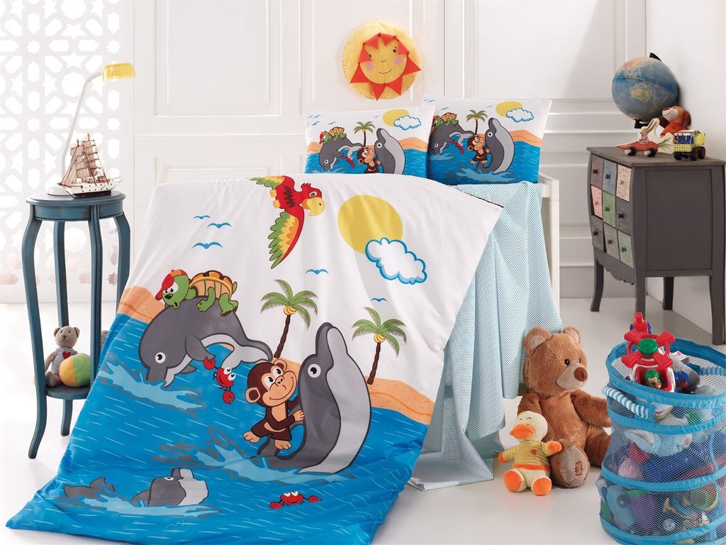 Baby Bettwäsche Wendebettwäsche Delphin 100 x 135 cm