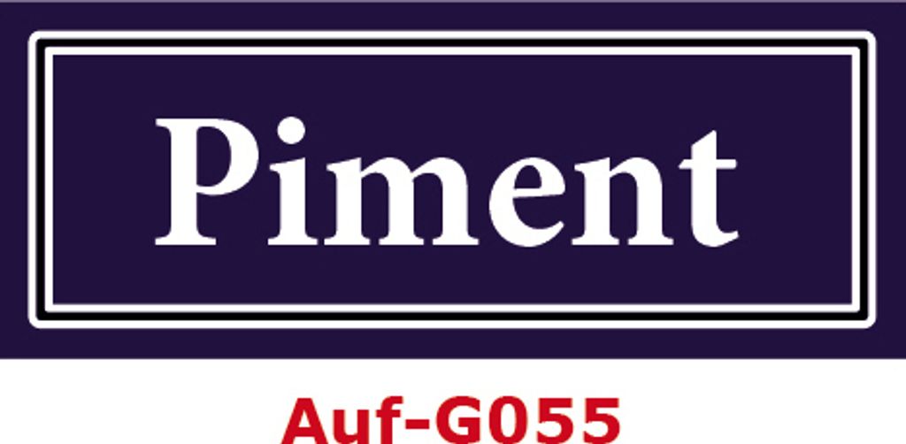 20 Stück Gewürzaufkleber Piment 40x16mm Gewürzetiketten Sticker Lebensmittel (Auf-G055)