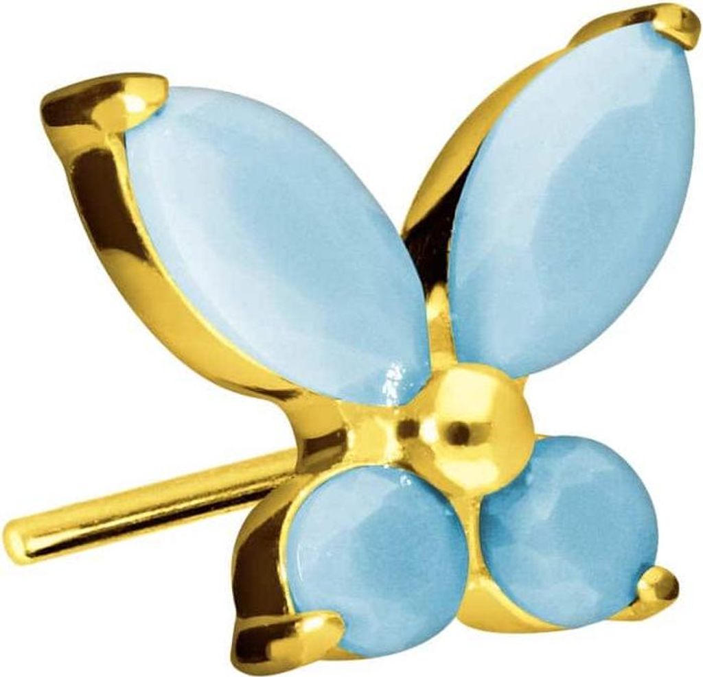 Piercing-Zubehör Titan Aufsatz mit Push Pin SCHMETTERLING + SYNTHETISCHE TÜRKISE