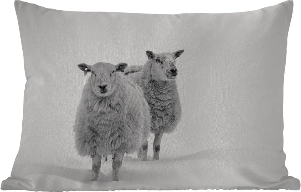 MuchoWow Outdoor Kissen - Schafe - Schnee - Weiß - 50x30 cm - Wetterfest - Lounge Kissen - Sofa kissen - Wohnzimmer Dekoration