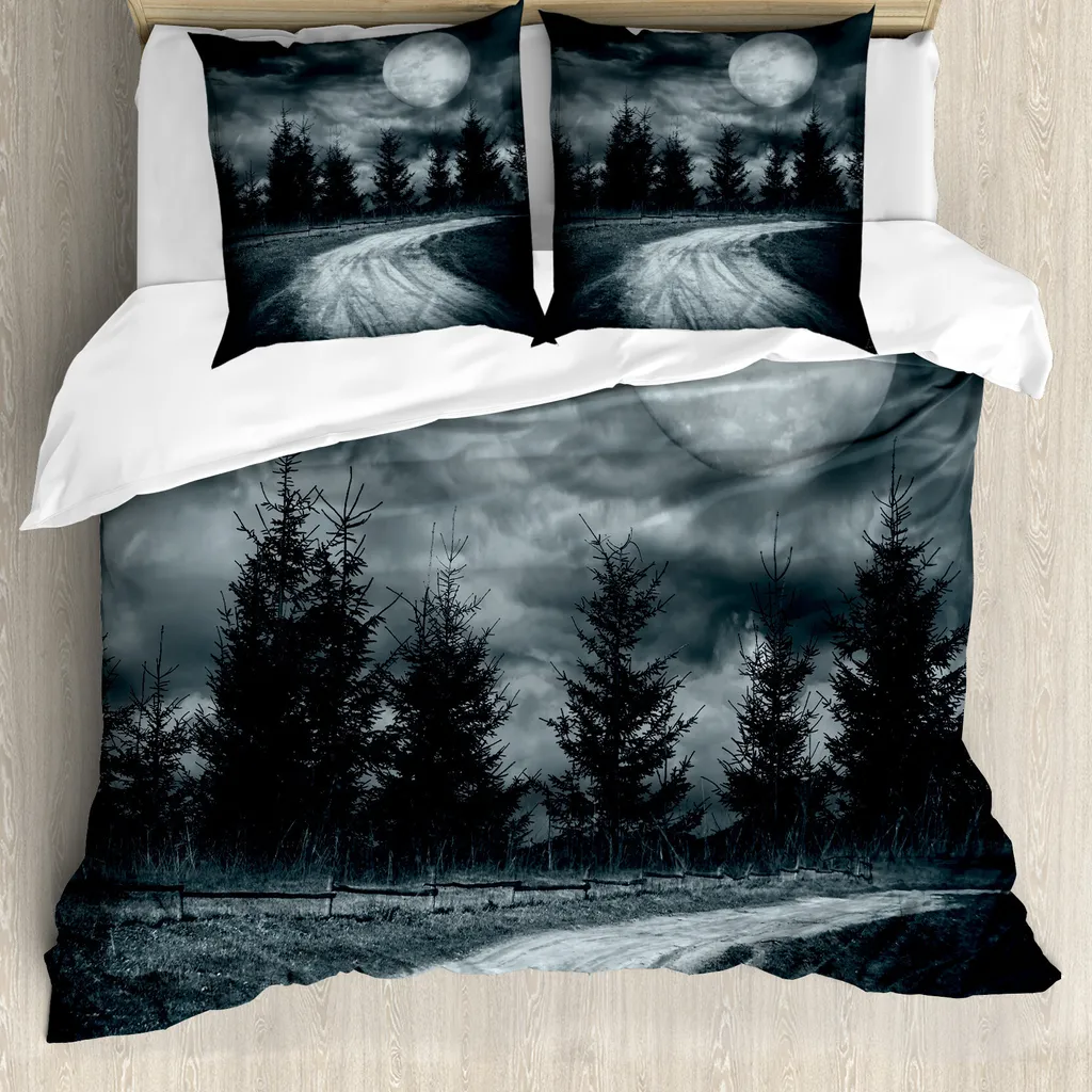 Set Copripiumino 155x220 Anallergico ABAKUHAUS Horror Grigio Luna