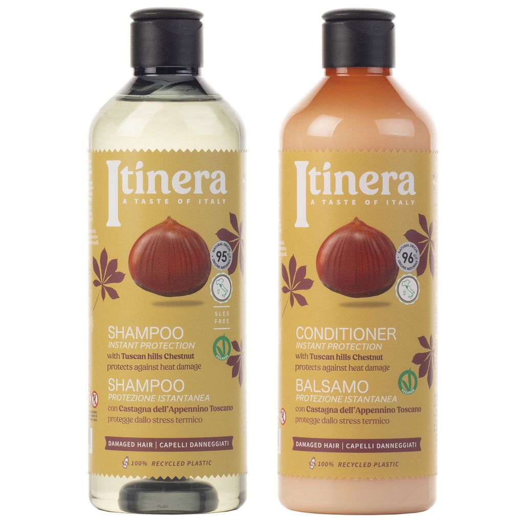 ITINERA Kosmetikset: Conditioner + Shampoo für geschädigtes Haar mit Kastanie 2x370ml