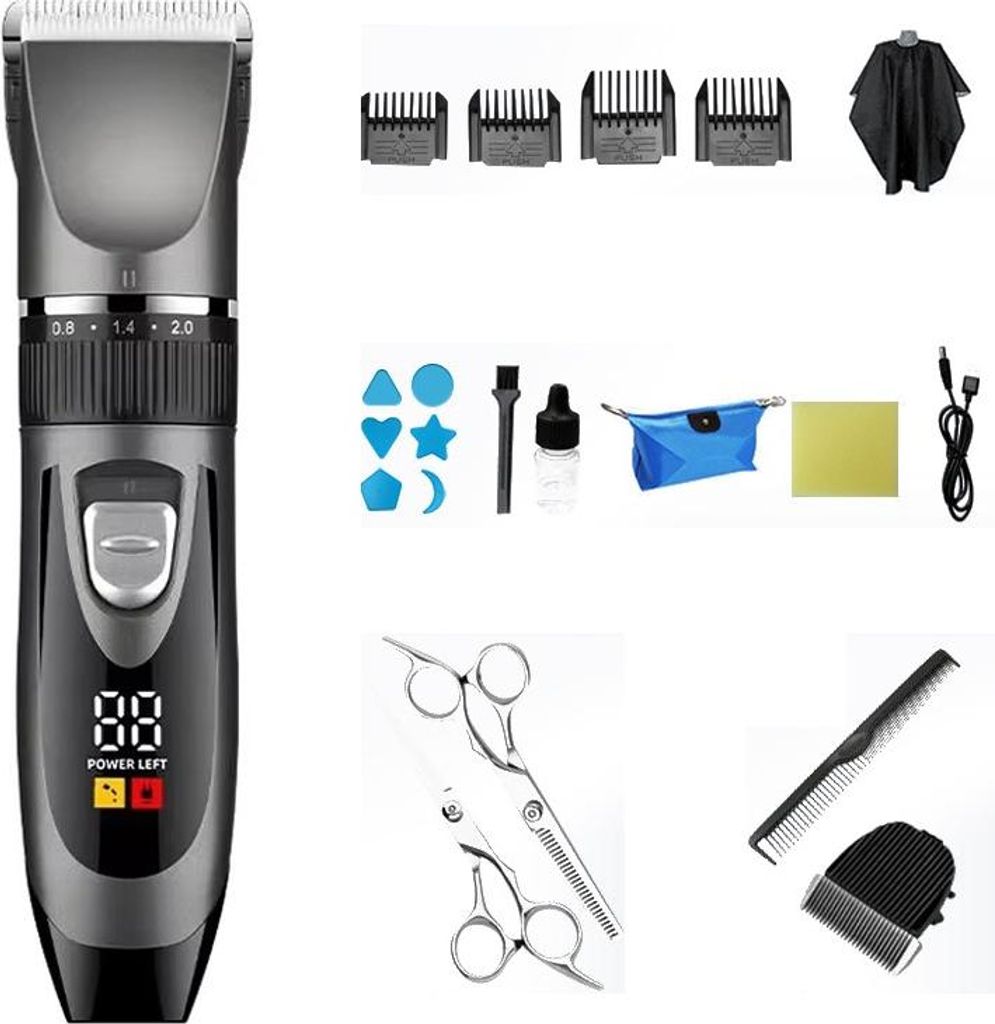 INF Elektrischer Haarschneider Set Keramikklinge Digitalanzeige für Herren