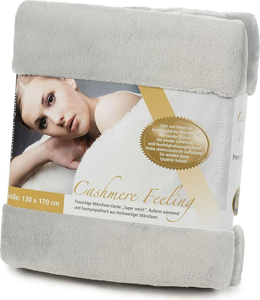 Gözze Premium Cashmere-Feeling Decke silber 130x170 cm Produktbild 