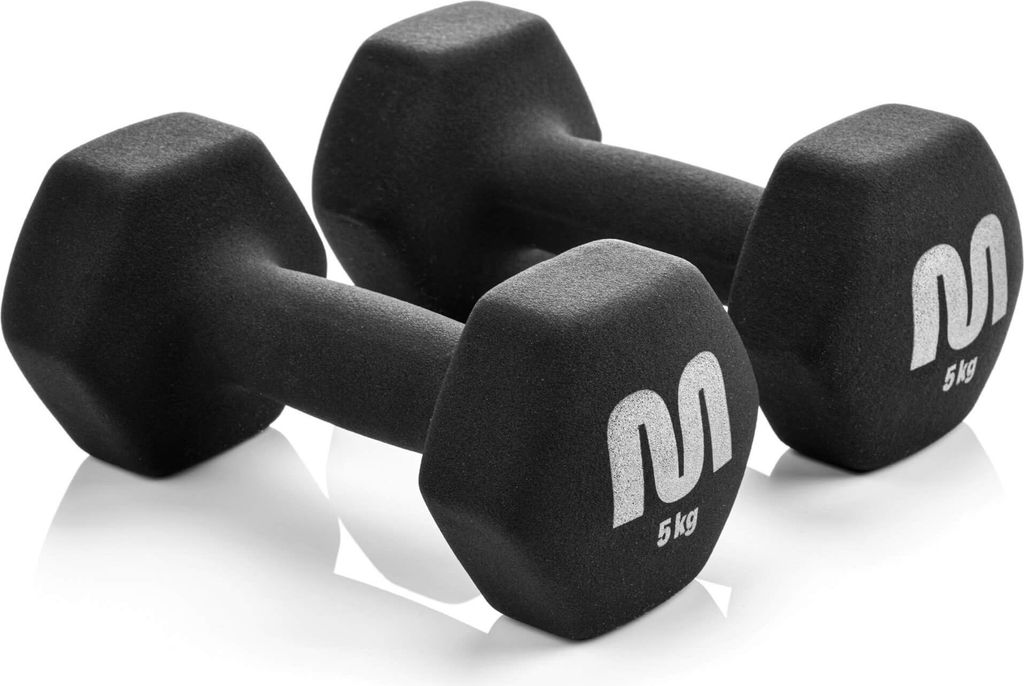 Meteor Hantel-Set 2x5 kg Gusseisen PVC Kurzhanteln Hexagon Hanteln Fitness