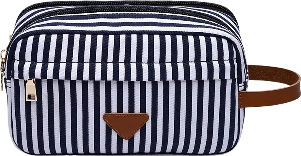 INF Borsa da trucco in tela a righe model 1