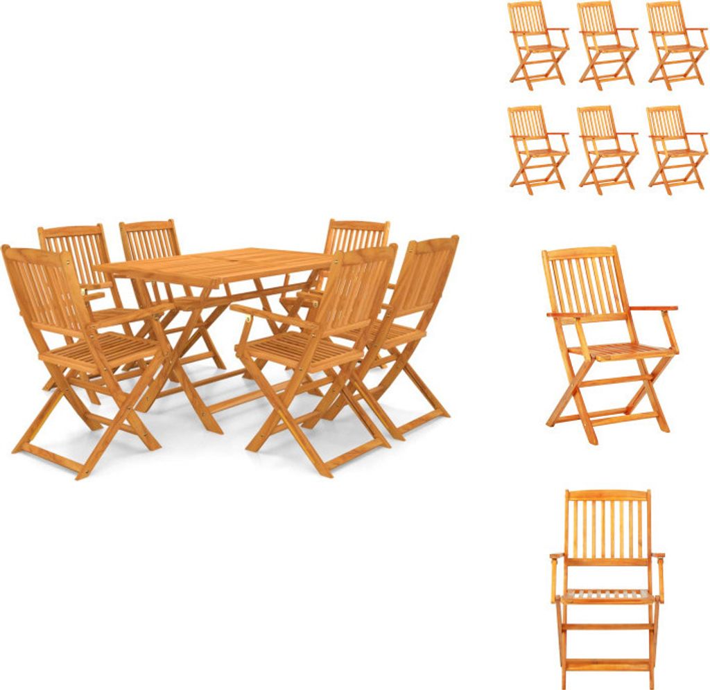 vidaXL 7-tlg. Garten-Essgruppe Klappbar Massivholz Akazie - Gartenmöbel-Sets