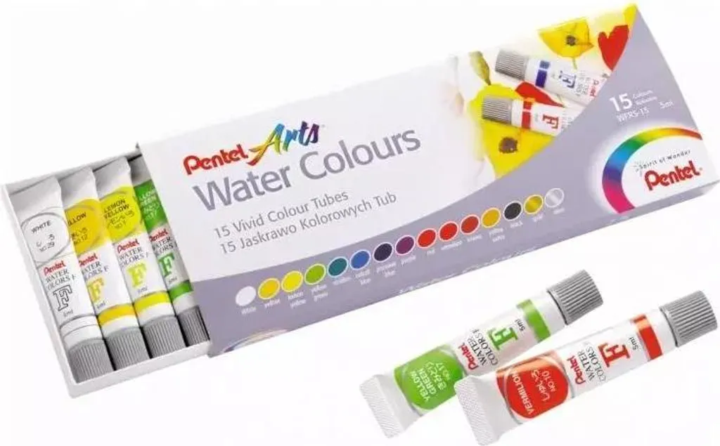 Set aquarelle Pentel pour initiation et illustration - 15 tubes de 5 ml