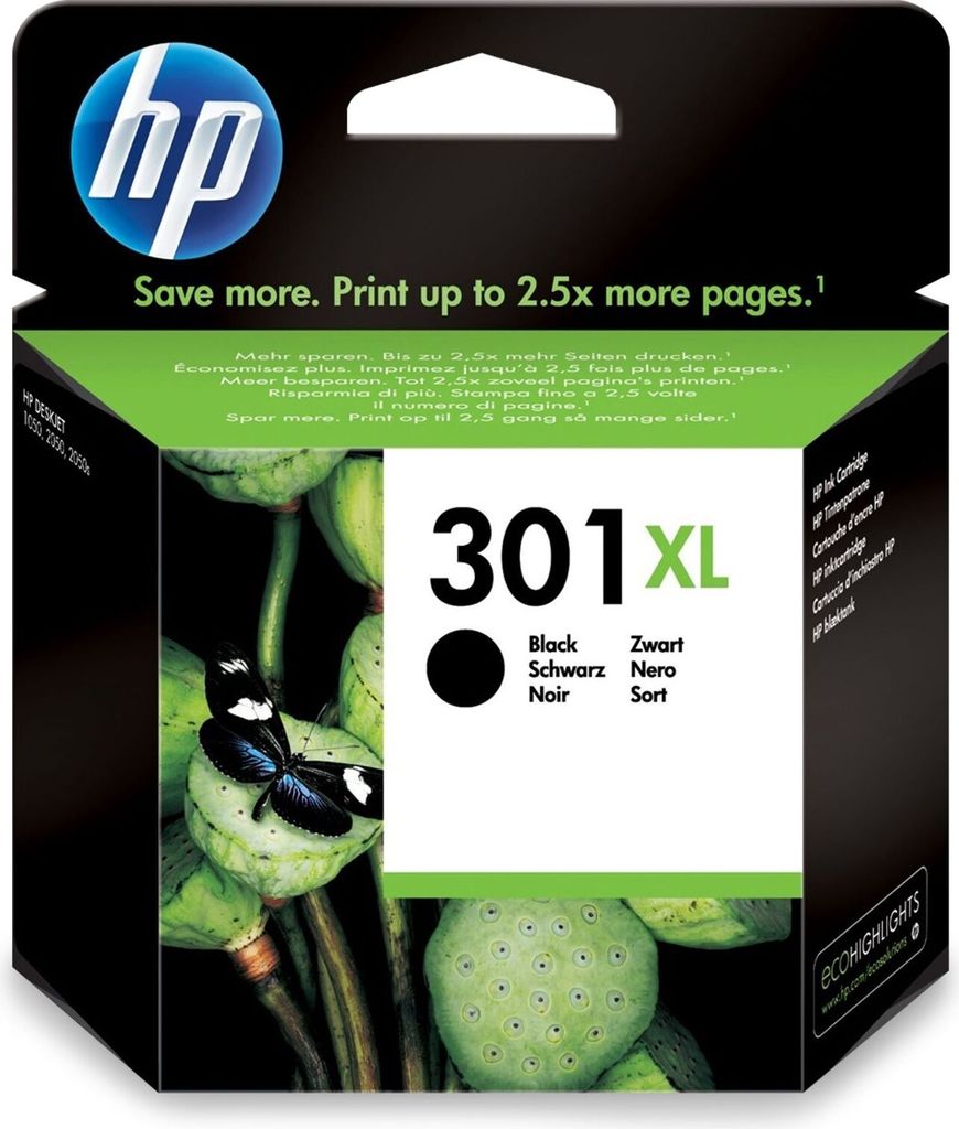 HP 301XL Schwarz Original Druckerpatrone mit hoher Reichweite, Hohe (XL-) Ausbeute, Schwarz, Tinte auf Pigmentbasis, 8 ml, 1 Stück(e), 360 Seiten