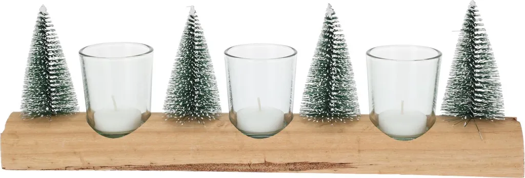 Set de Photophores Arbre de Noël en Verre 39x12cm pour Décoration Table