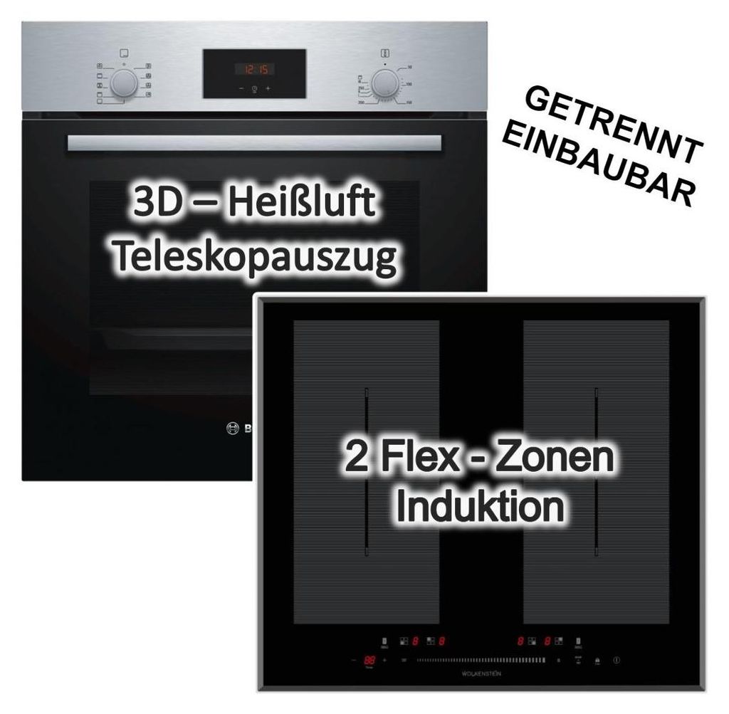 HERDSET Bosch Backofen 3D-Heißluft + Kochfeld Produktbild 