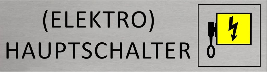 CombiCraft Aluminium Türschild Hauptschalter (elektro) 165x45mm mit 3M-Tape zur Befestigung, einfache Kennzeichnung von Räumen und Bereichen