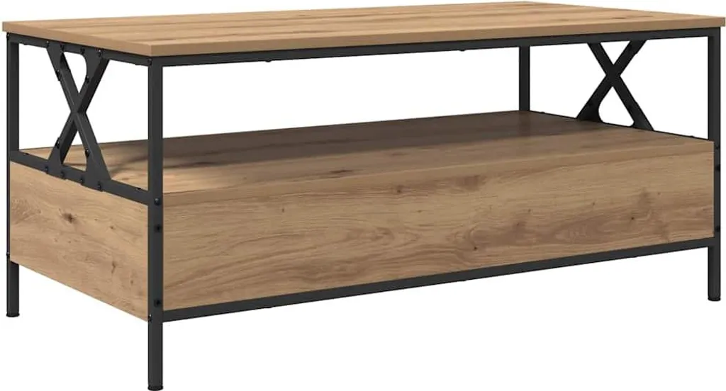 Tavolino Industriale Rovere SYFAX 100x51x45 cm - Mobile Living