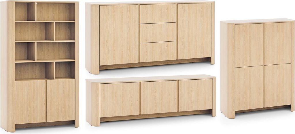 Wohnzimmer-Set BARI Wohnzimmermöbel Setgröße und Farbe wählbar,Eiche Vicenza