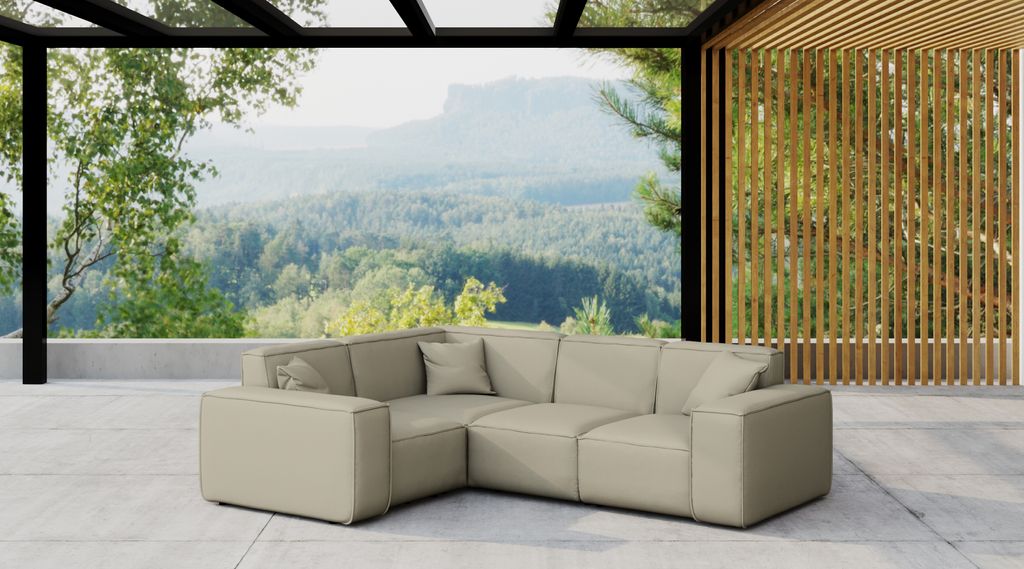 Kaiser Möbel, Gartenmöbel Ecksofa für den Garten MALIBU, die Terrasse, den Hof, gemütliche groß, Gartenmöbel eckcouch, ODYSSEY Dunkelbeige Links