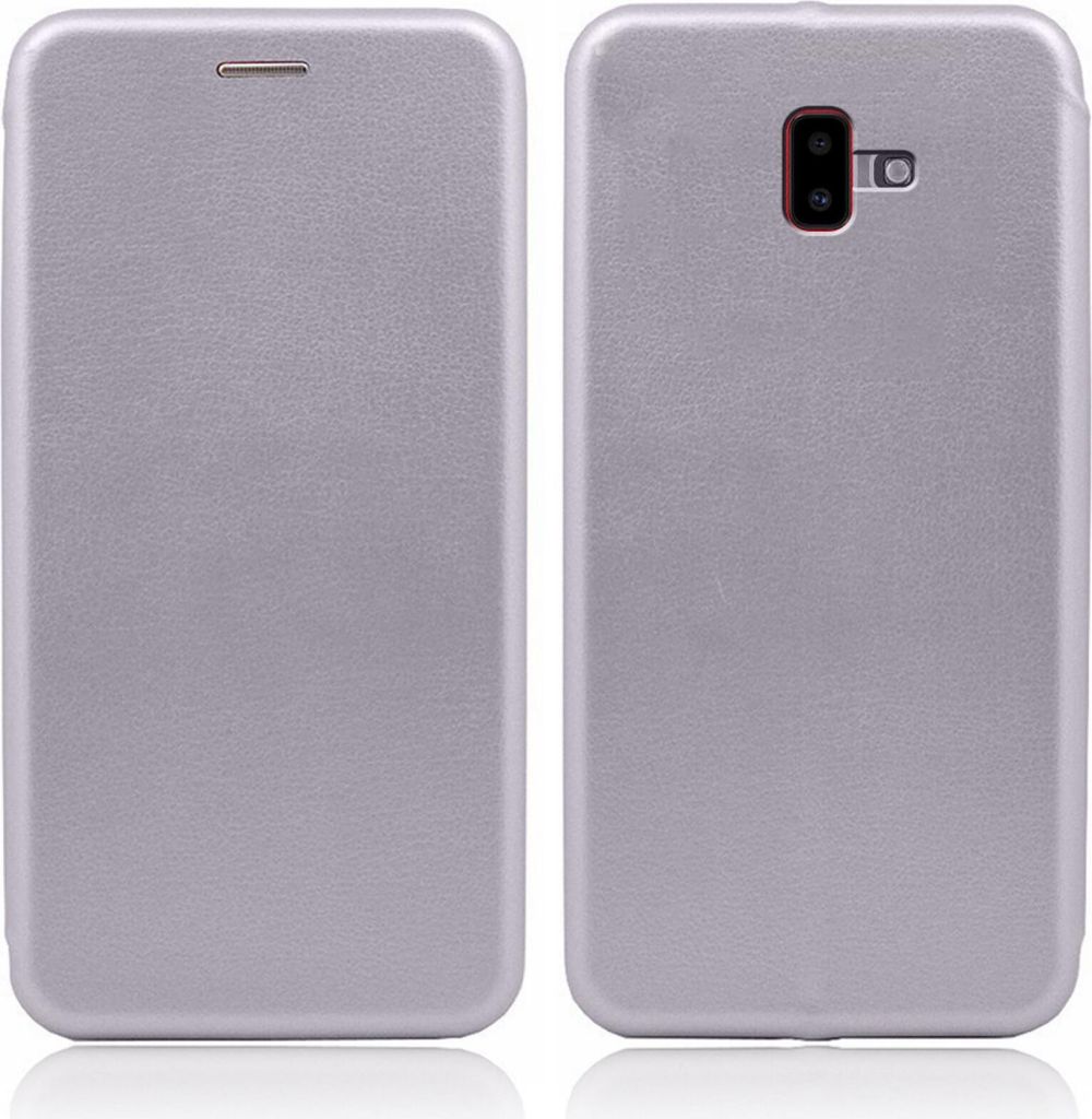 Handy Schutz Hülle für Samsung Galaxy J6 Plus Handytasche mit Magnetdeckel Kartenfach und Standfunktion Klapphülle Grau