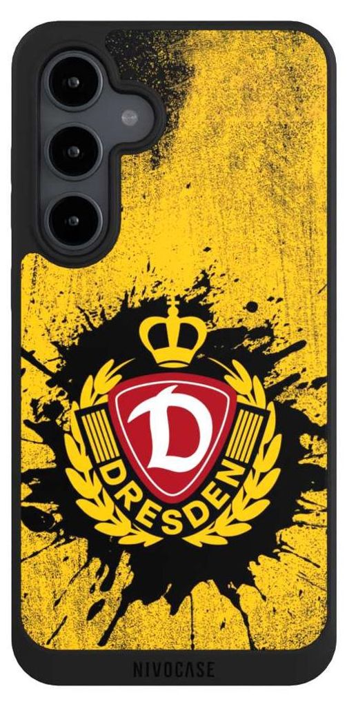 NIVOCASE Handyhülle für Samsung Galaxy S24 FE 5G Hülle NIVOpure Case Schwarz Fußball Offizielles Lizenzprodukt SG Dynamo Dresden