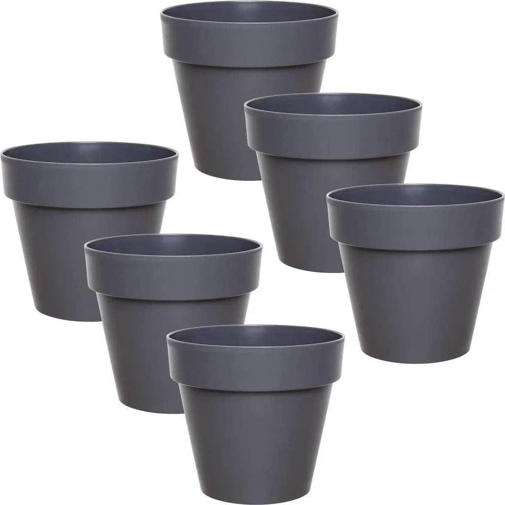 Pots de fleurs incassables 12 cm gris 6 pièces pour déco intérieure et extérieure