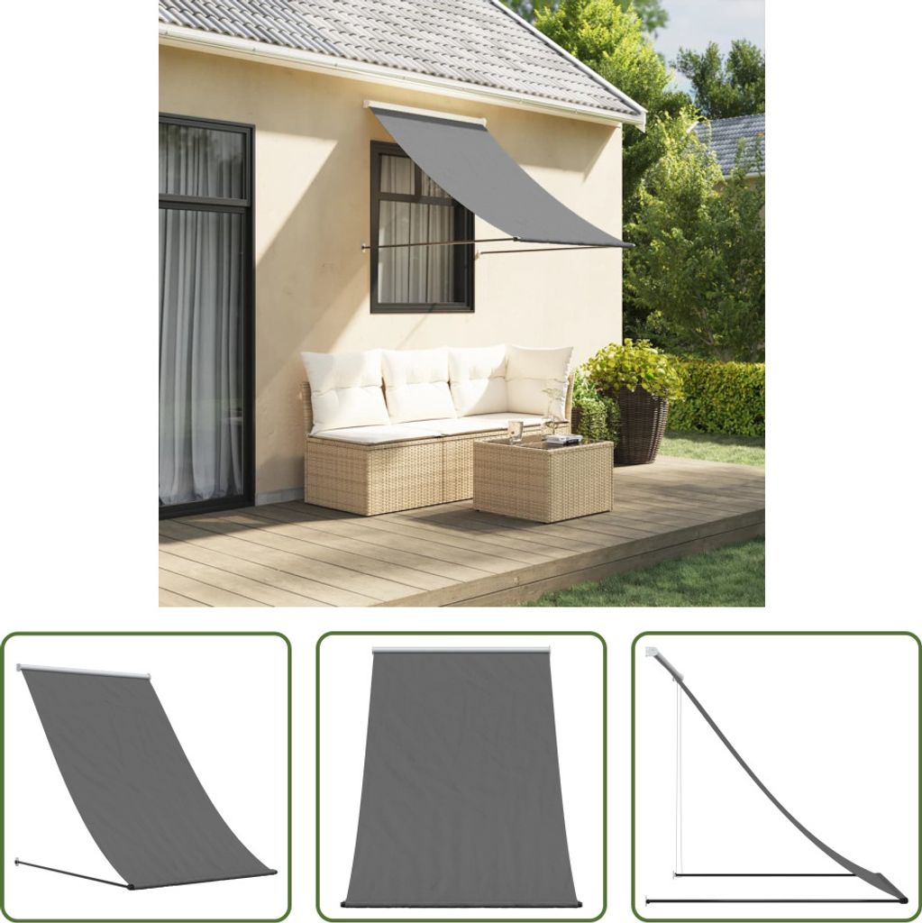 The Living Store Markise Einziehbar Anthrazit 150x150 cm Stoff und Stahl