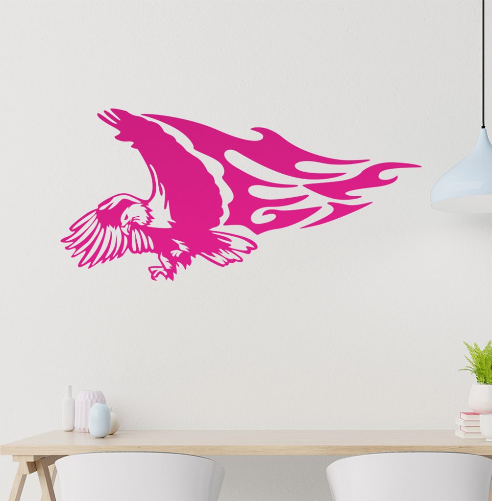 Flammen Adler Wandtattoo in 6 Größen - Wandaufkleber Wall Sticker - Dekoration, Küche, Wohnzimmer, Schlafzimmer, Badezimmer