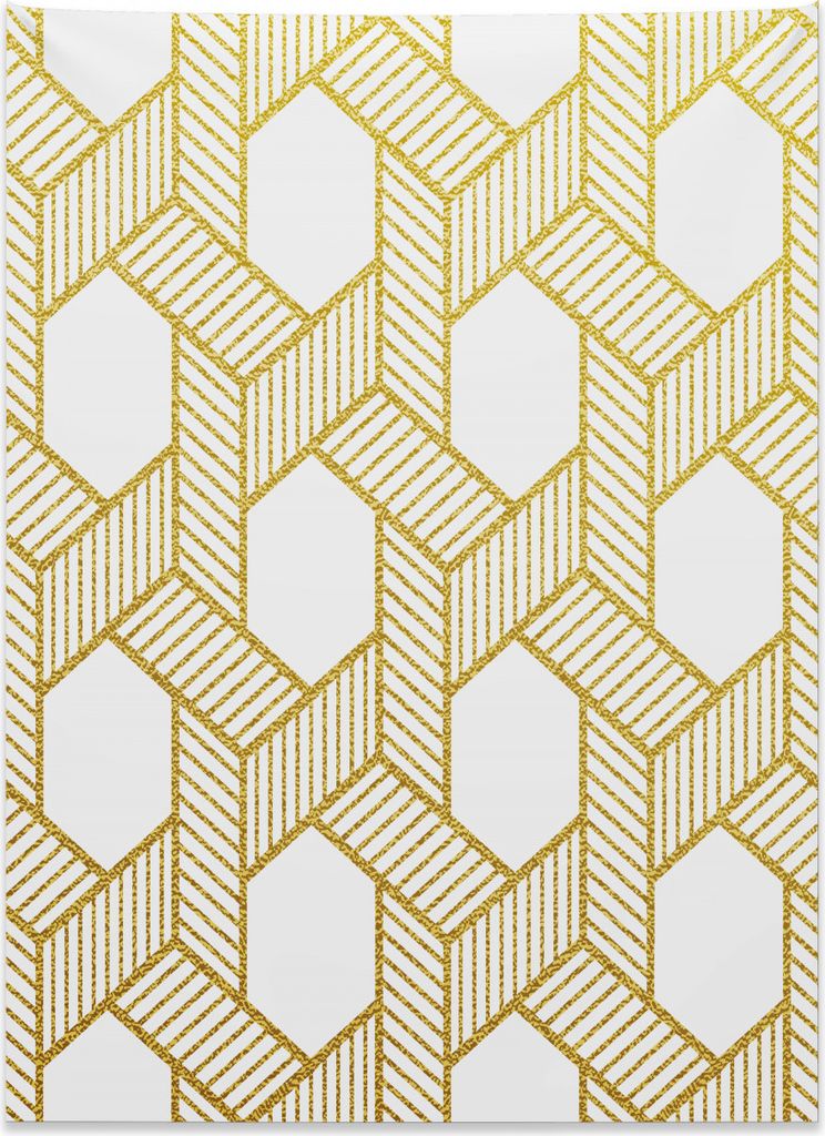 Abakuhaus Geometrisch Wandteppich, Verschränkte Streifen aus Weiches Mikrofaser Stoff Kein Verblassen Klare Farben Waschbar, 110 x 150 cm, Gelb un...
