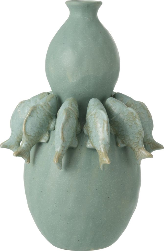 J-Line Vase Fisch Keramik Grün Large