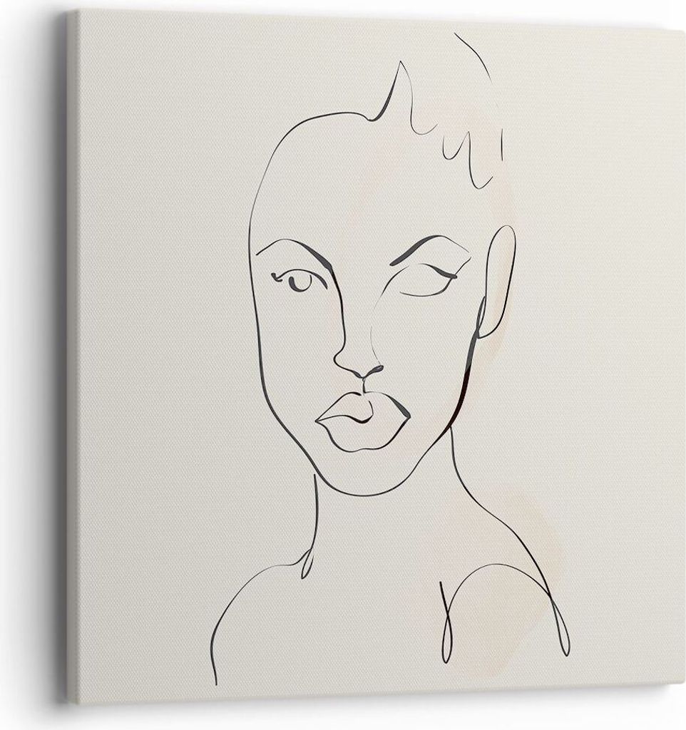 Bild auf Leinwand - Leinwandbild - Einteilig - Porträt Afro Skizze - 40x40cm - Wand Bild - Wanddeko - Wandbilder - Leinwanddruck - Bilder - Wandde...