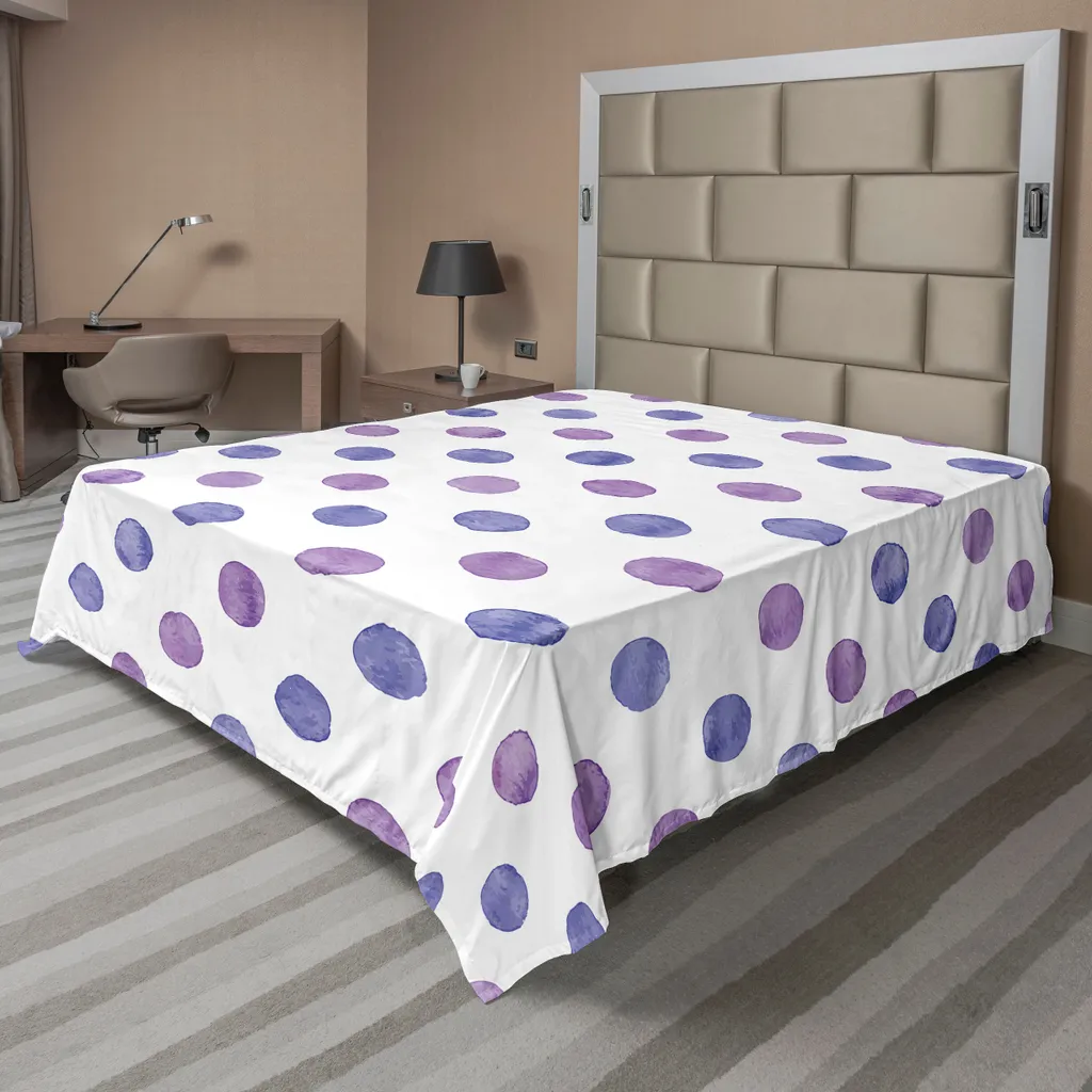 Drap Plat Doux en Microfibre Violet Nostalgique Aquarelle de 266 x 260 cm