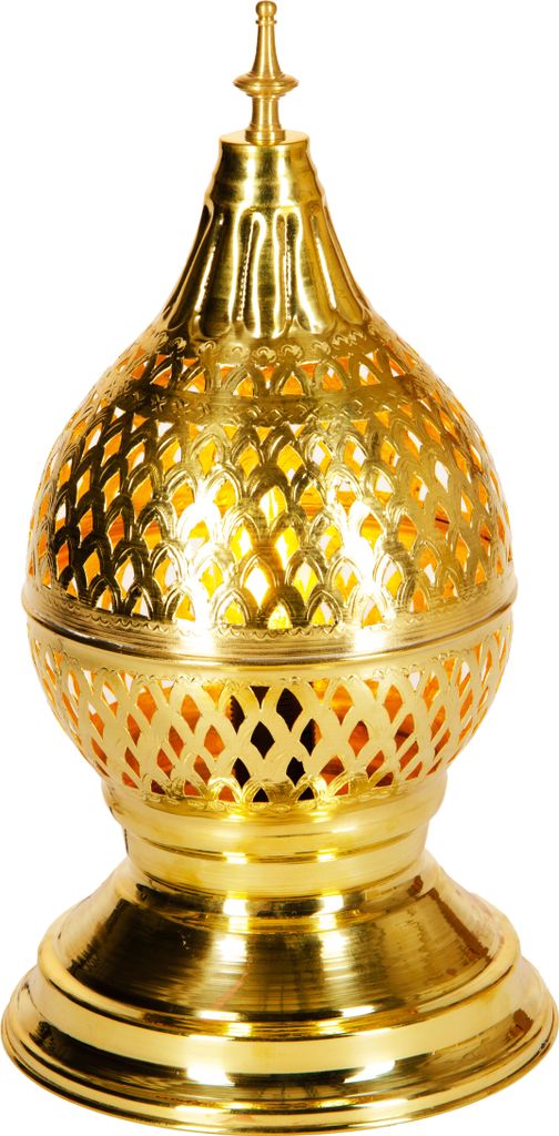 Orientalische Messing Tischlampe Lampe Ishrat 34cm in Gold | Marokkanische Tischlampen klein Lampenschirm goldfarben | kleine Nachttischlampe moder...