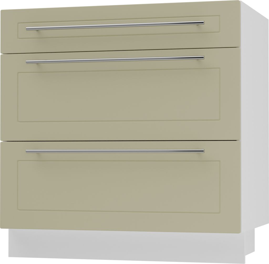 Schubladenunterschrank KVANTUM Vollauszug 80cm Korpus- & Frontfarbe wählbar (Q-D3A/80),vanille matt,weiß