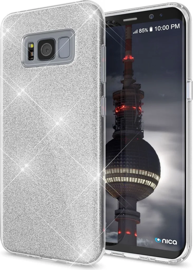 Custodia Protettiva NALIA Samsung S8 Plus | Silicone Argento Glitter