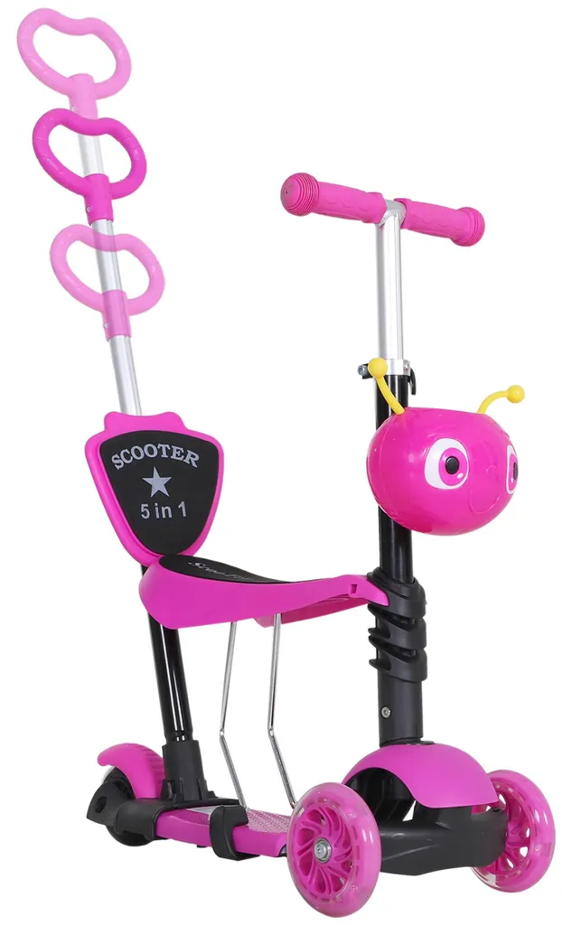 Patins et trottinette 3 roues évolutive avec siège amovible rose enfant
