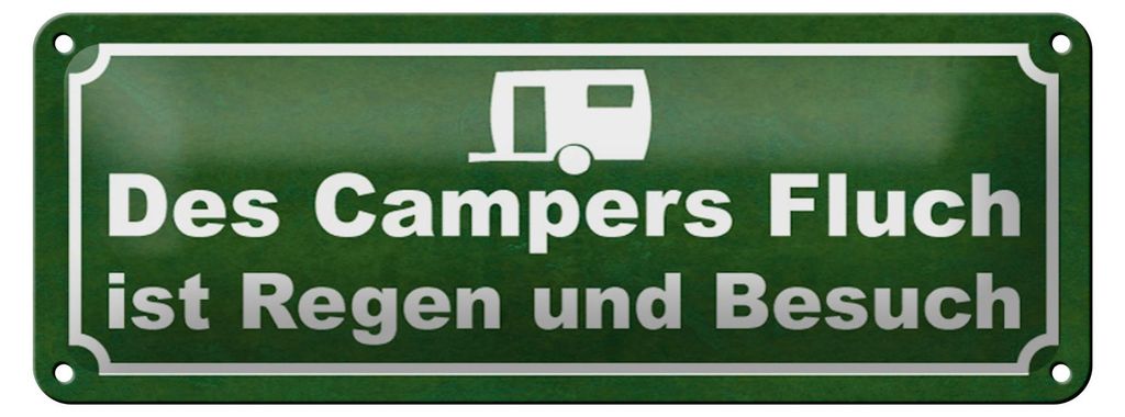 Blechschild Spruch 27x10cm des Campers Fluch ist Regen Produktbild 