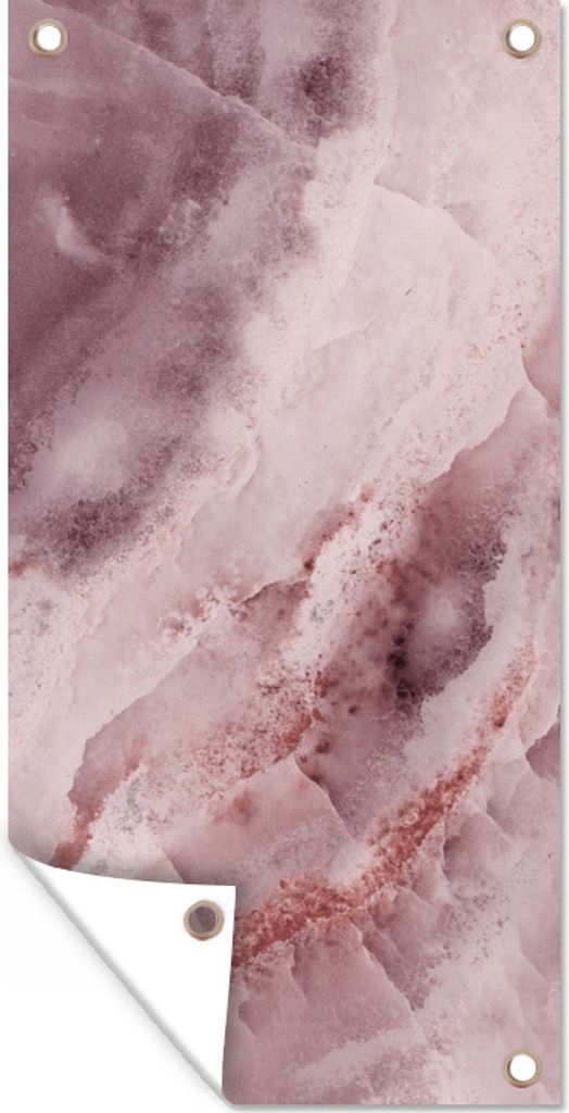 MuchoWow 40x80 cm Outdoor-Poster Gartendeko Sichtschutz Garten Poster für den Garten Naturstein - Rosa - Luxus