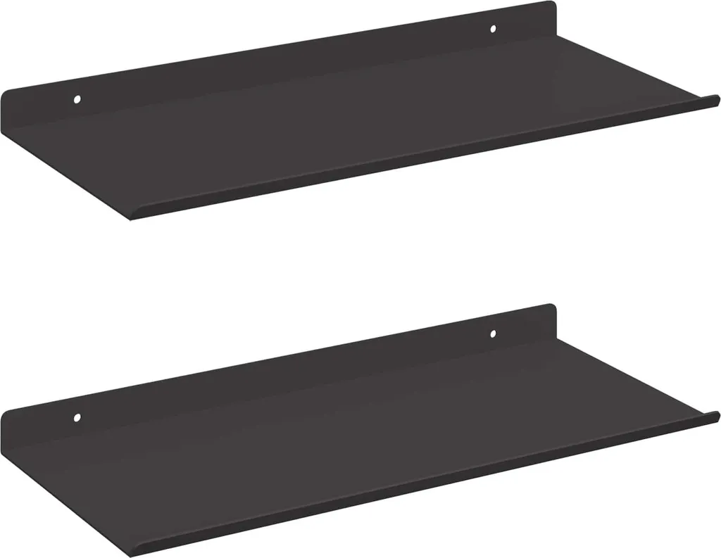 Scaffale sospeso 2 pezzi Nero 40 x 17,5 x 2,5 cm Acciaio