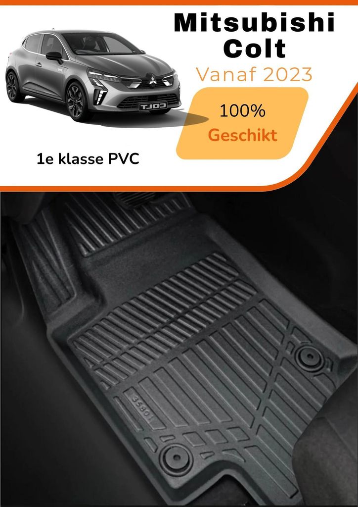 Mitsubishi Colt 2023–heute – Premium Carbonlook Fußmatten – Hochwertiges TPE – Allwetter-Schutz – Erhöhte Ränder – Rutschfest