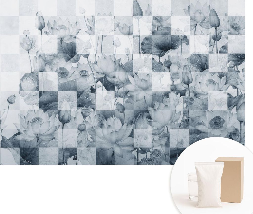 Fototapete - Wandbilder für Wohnzimmer - 104x70 cm - Dekorative Wandfolie - Modernes Design für Wanddekoration - Tapeten für Innenräume - Lotus...