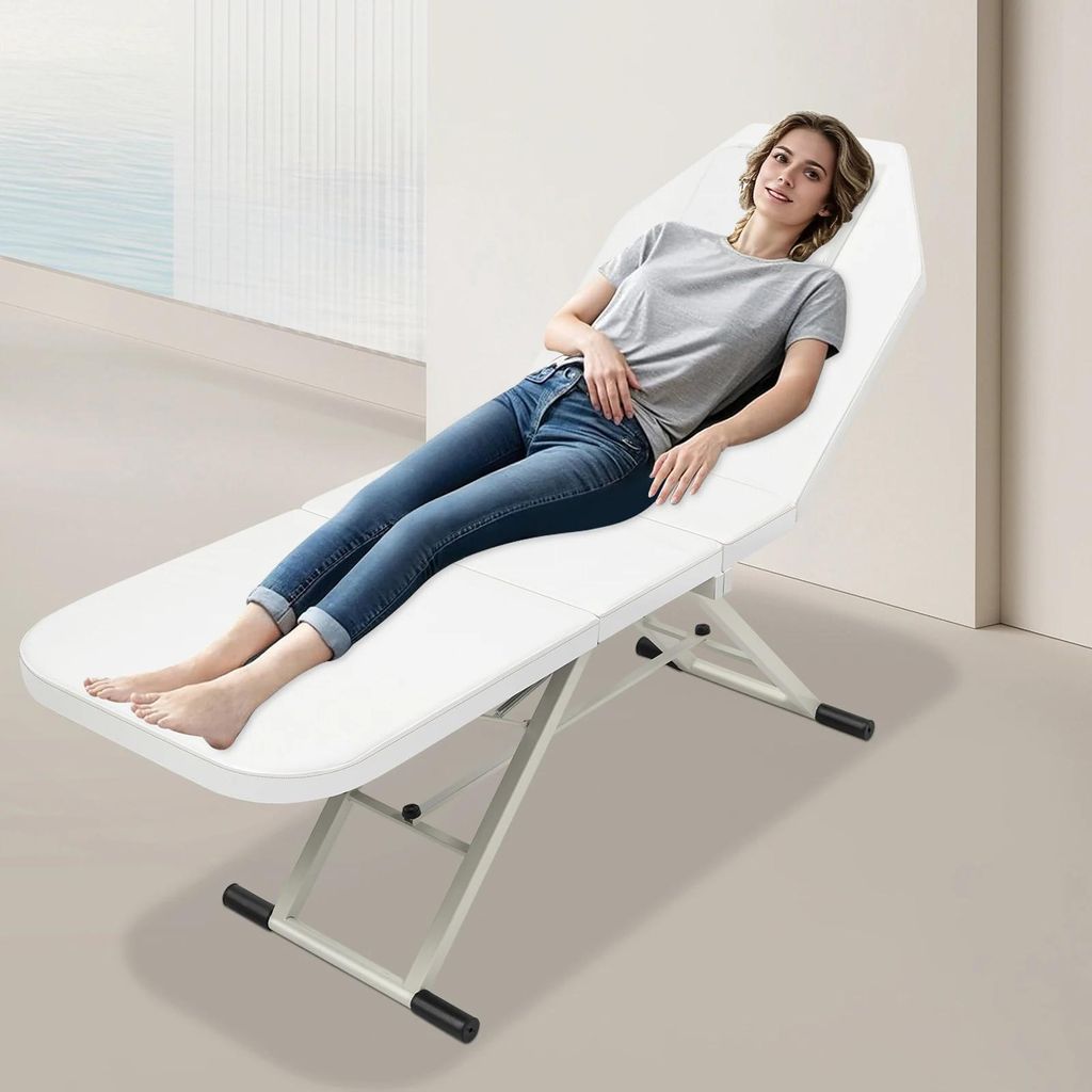 Massagetisch - Professionelle Massageliege - 3-teilig - Klappbar - Tragbar - Kunstleder - Bis 250 kg - Schwarz