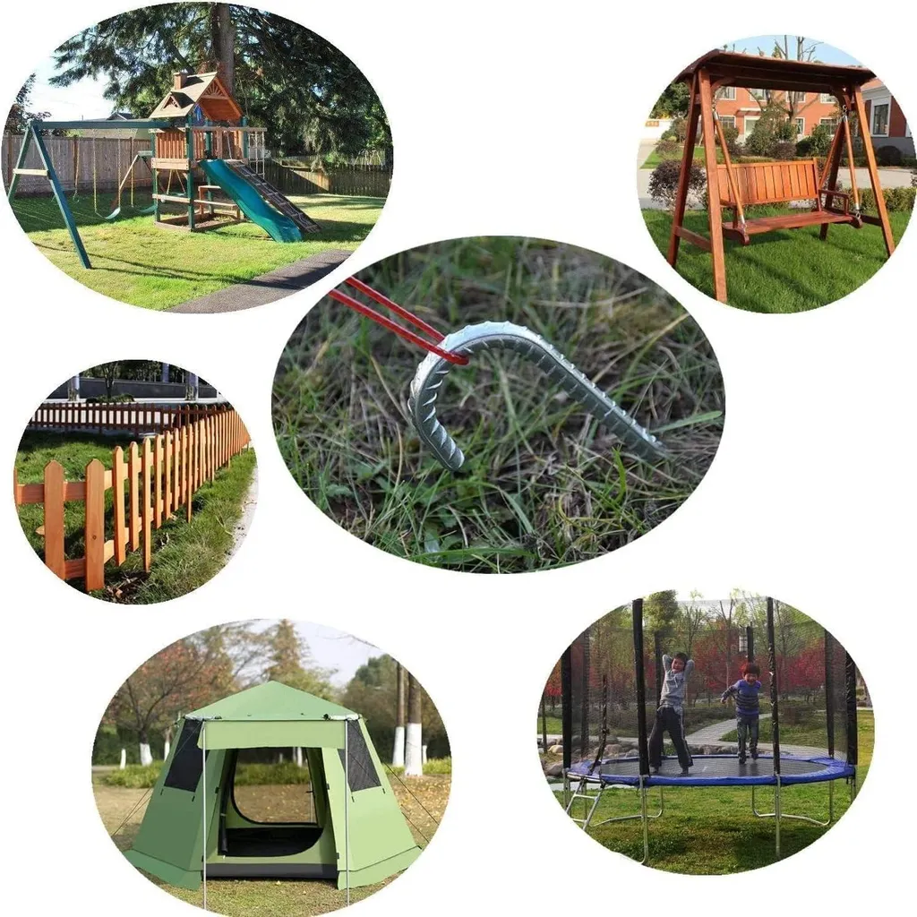 Piquet d'Ancrage de Jardin en Acier pour Trampoline et Tentes Yurts